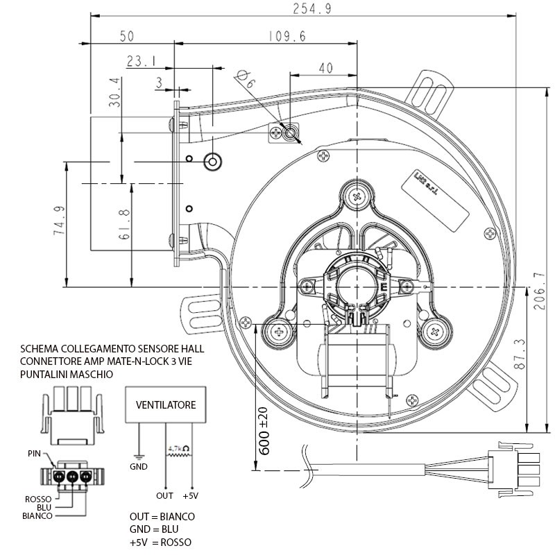 Extractor de humos RF02010660 estufa de pellet Piazzetta y Superior - Imagen 2